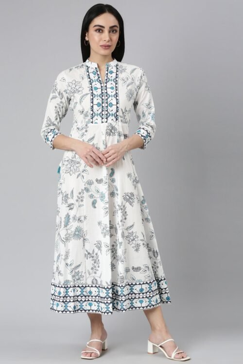 Websprint Blue Straight-Cut Casual Floral Maxi Dresses – Effortless Everyday Elegance