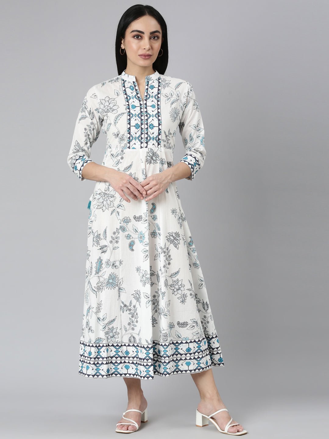 Websprint Blue Straight-Cut Casual Floral Maxi Dresses - Effortless Everyday Elegance