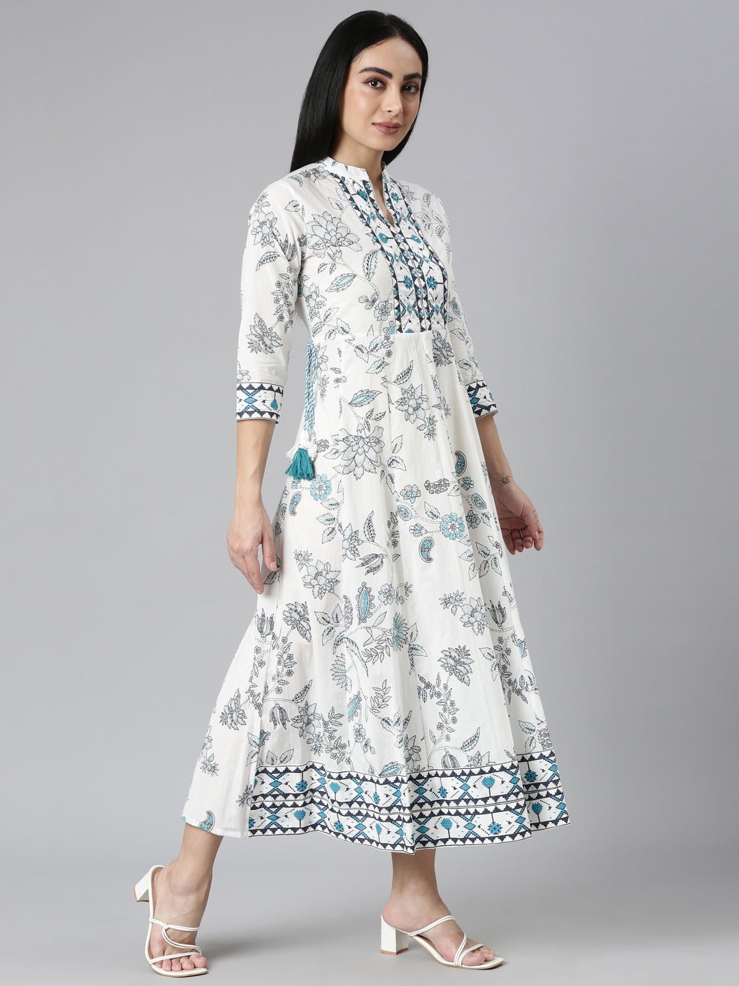 Websprint Blue Straight-Cut Casual Floral Maxi Dresses - Effortless Everyday Elegance - Image 2