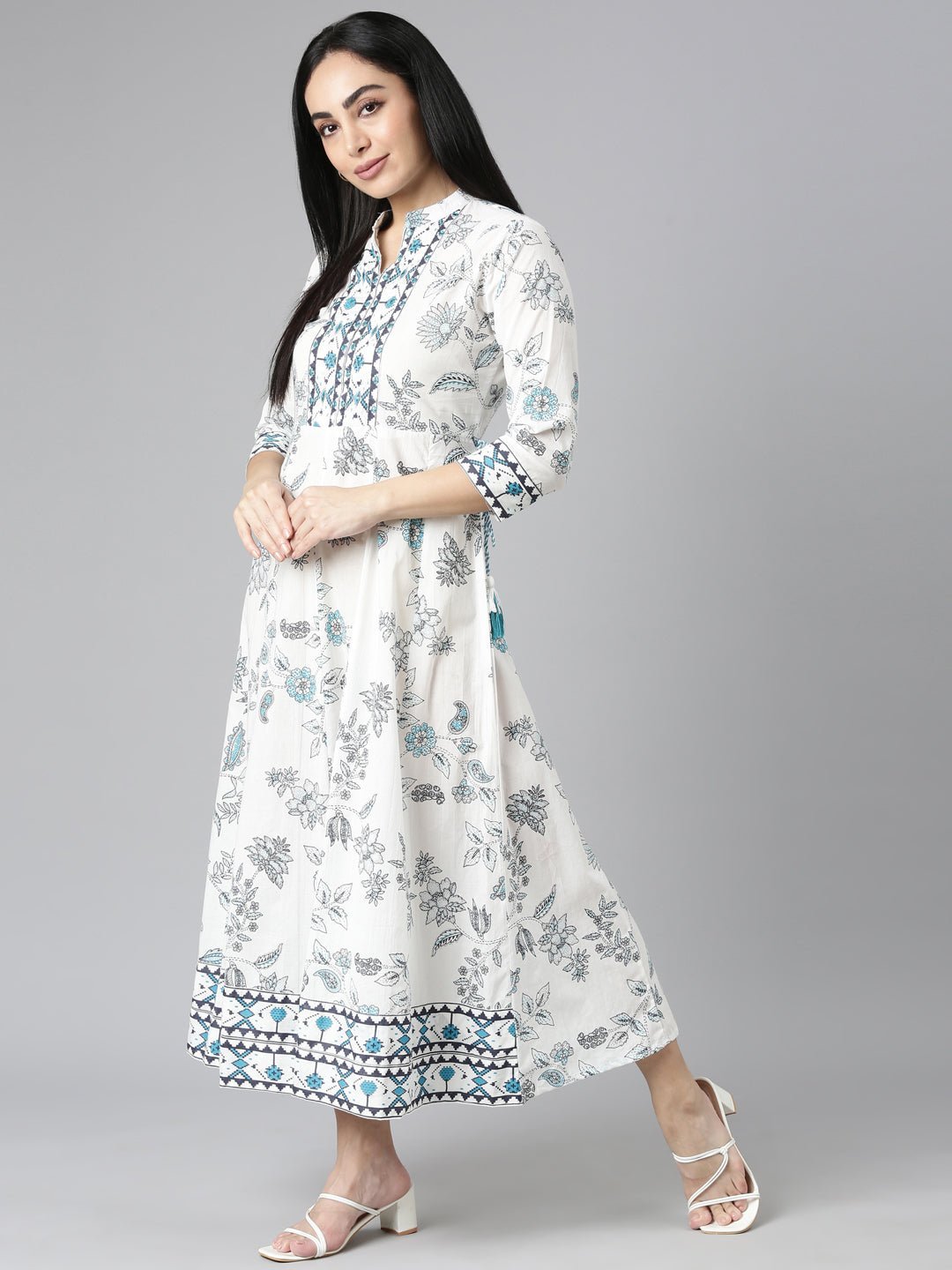Websprint Blue Straight-Cut Casual Floral Maxi Dresses - Effortless Everyday Elegance - Image 5