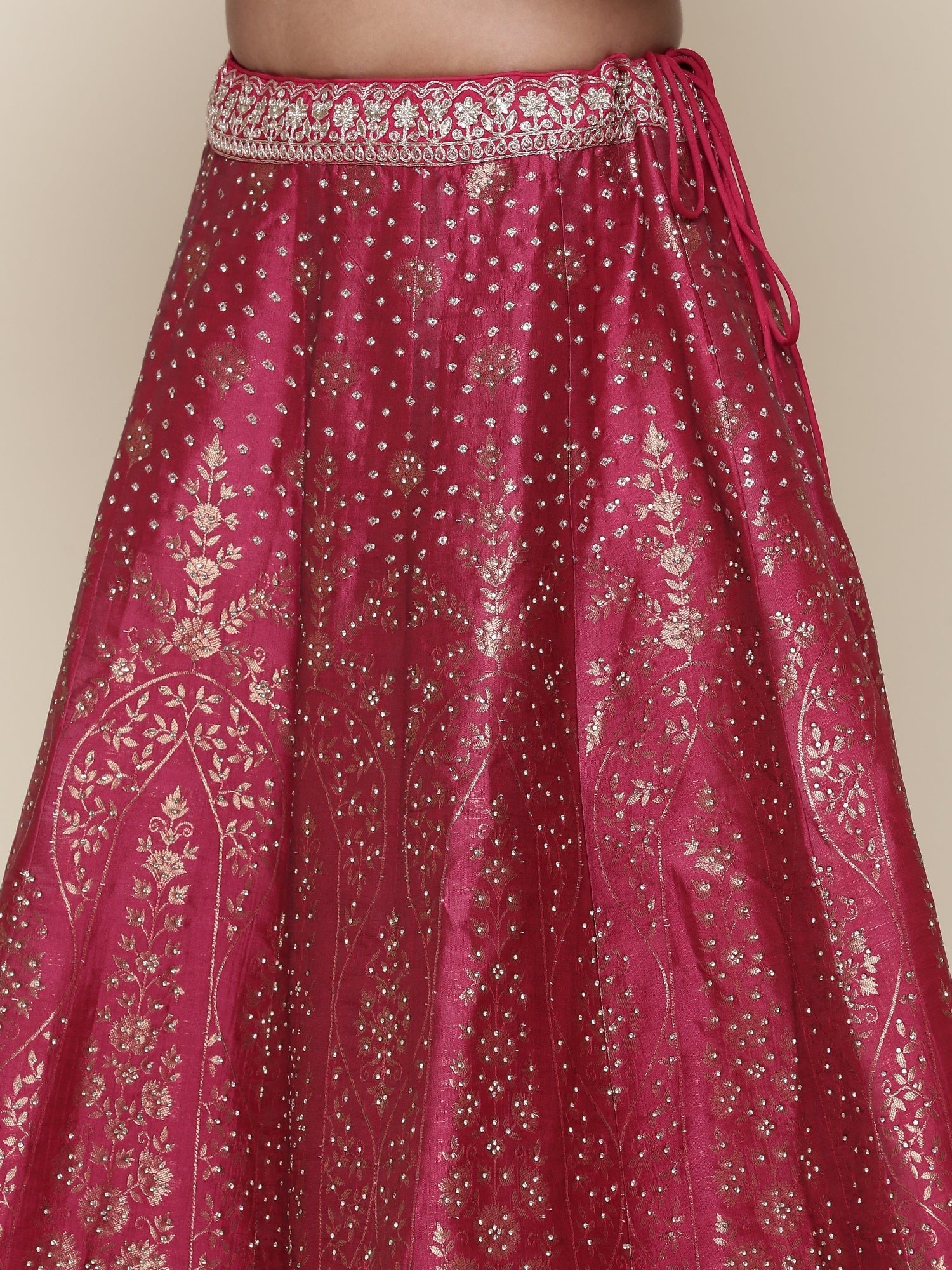 Banaras pink emrboidered Three piece ghagra set - Image 7
