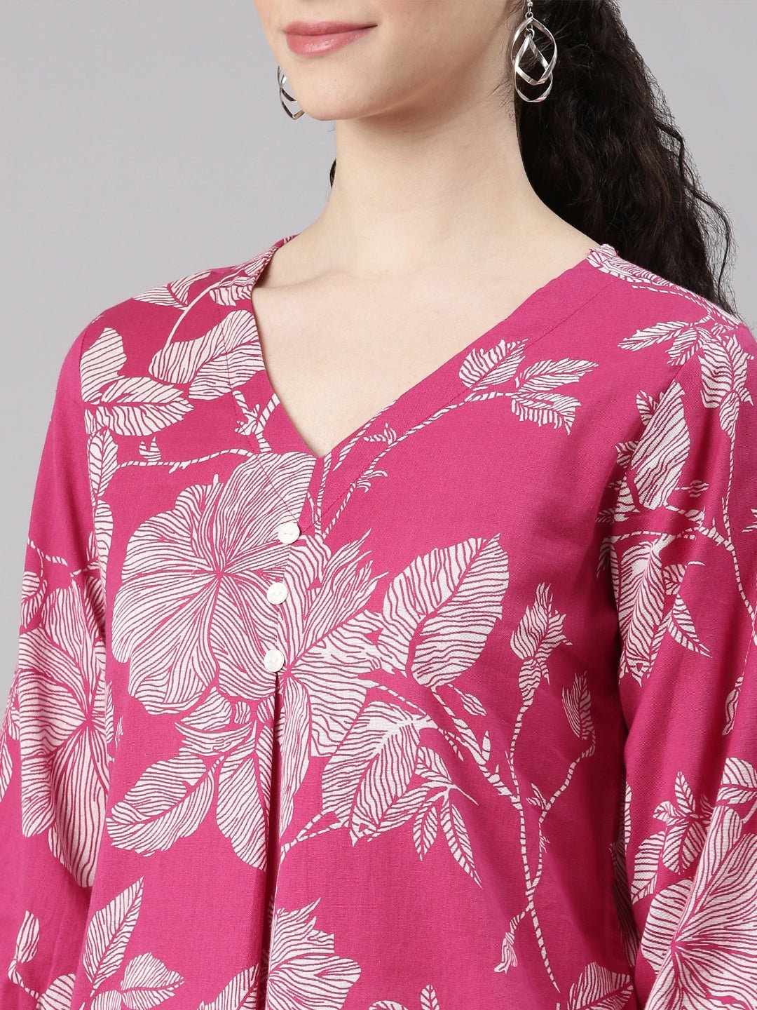 Websprint Pink Anarkali Casual Floral Kurta - Image 5