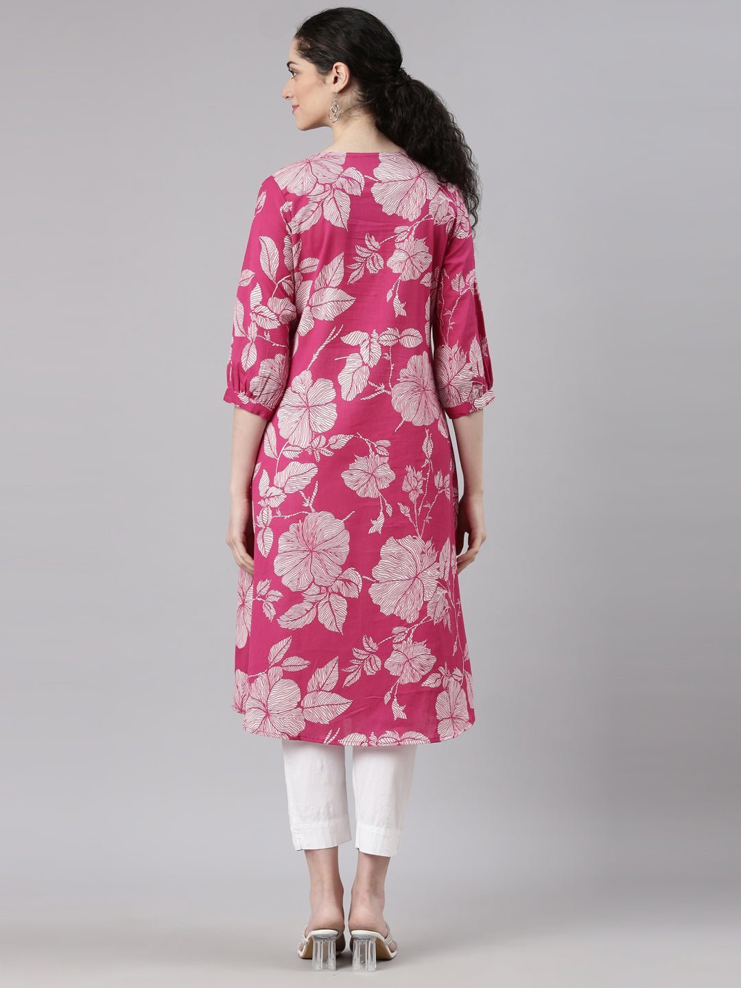Websprint Pink Anarkali Casual Floral Kurta - Image 4