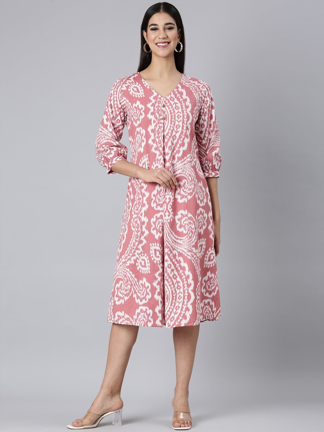 Websprint Pink Casual Floral A-Line Kurta - Image 2