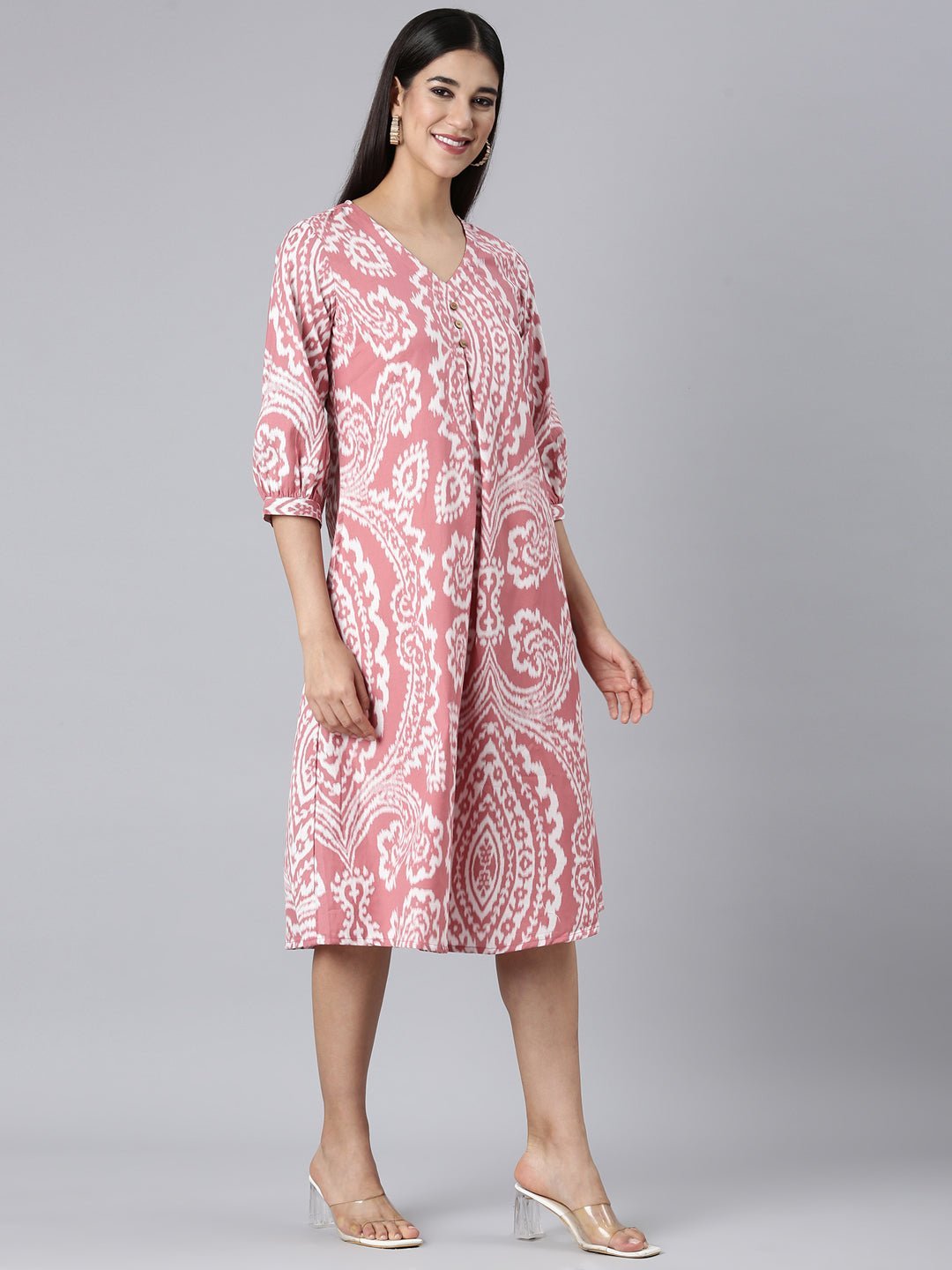 Websprint Pink Casual Floral A-Line Kurta - Image 3