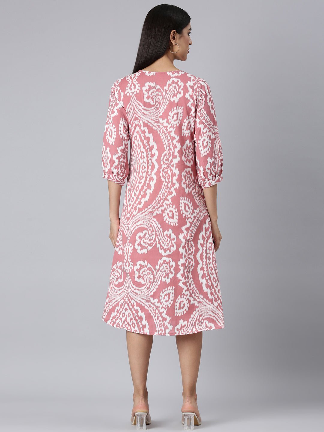Websprint Pink Casual Floral A-Line Kurta - Image 4