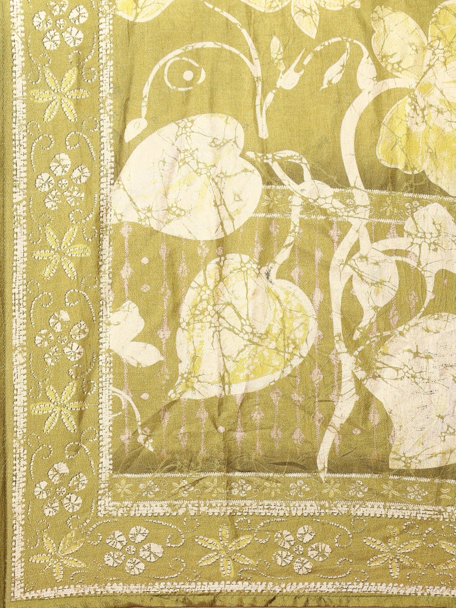 Green dola silk embroidered three piece suit set - Image 11