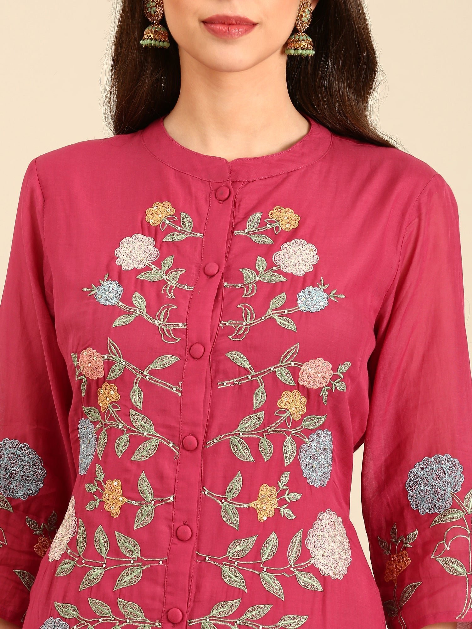 Rani muslin hand embroidery three piece suit set - Image 5