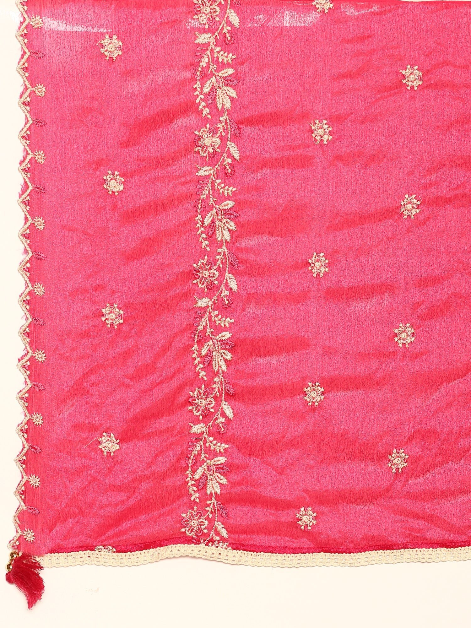 Pink muslin thread embroiderey three piece suit set - Image 8