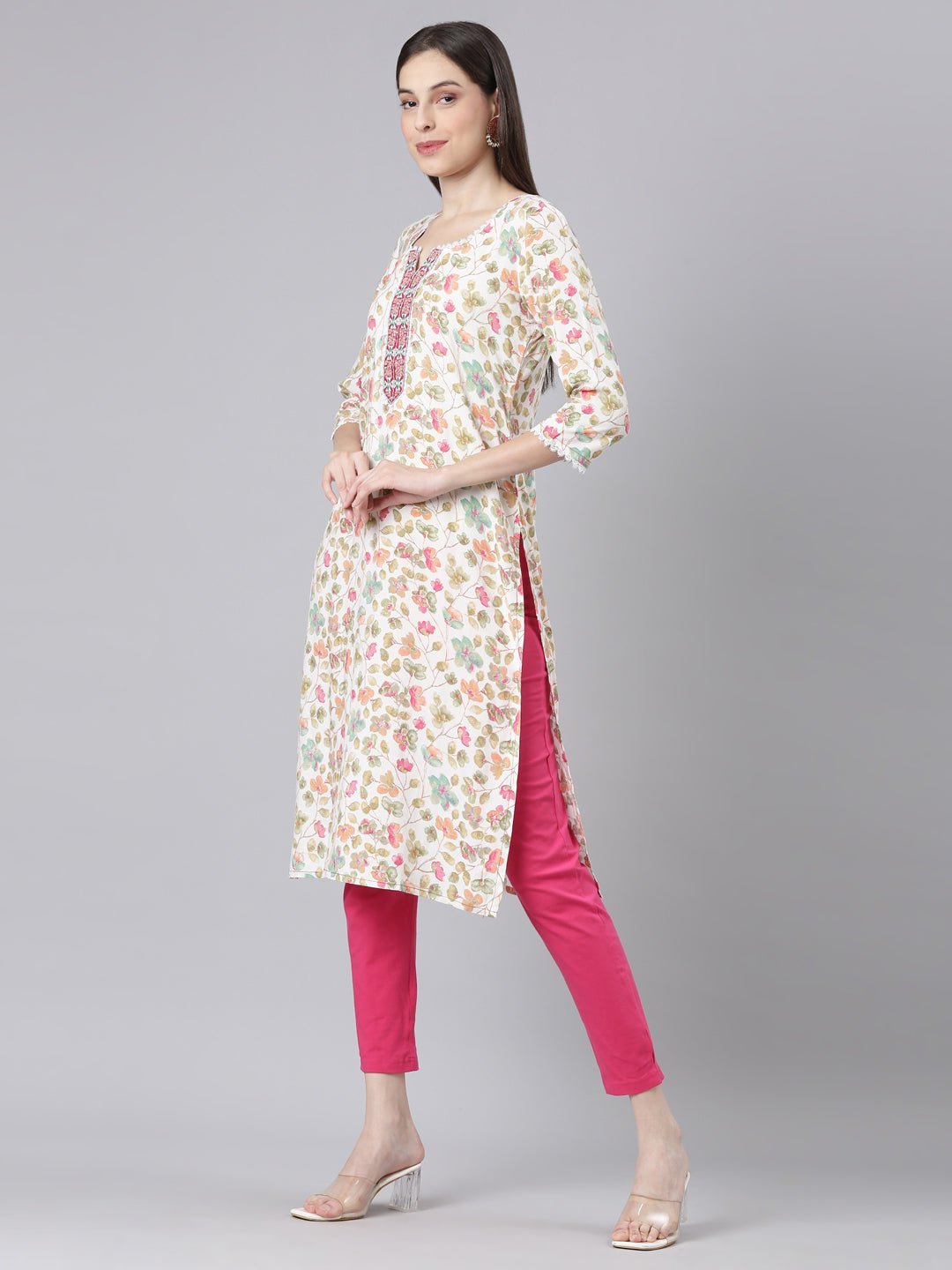 Websprint Off White Casual Floral Straight Kurta - Image 2