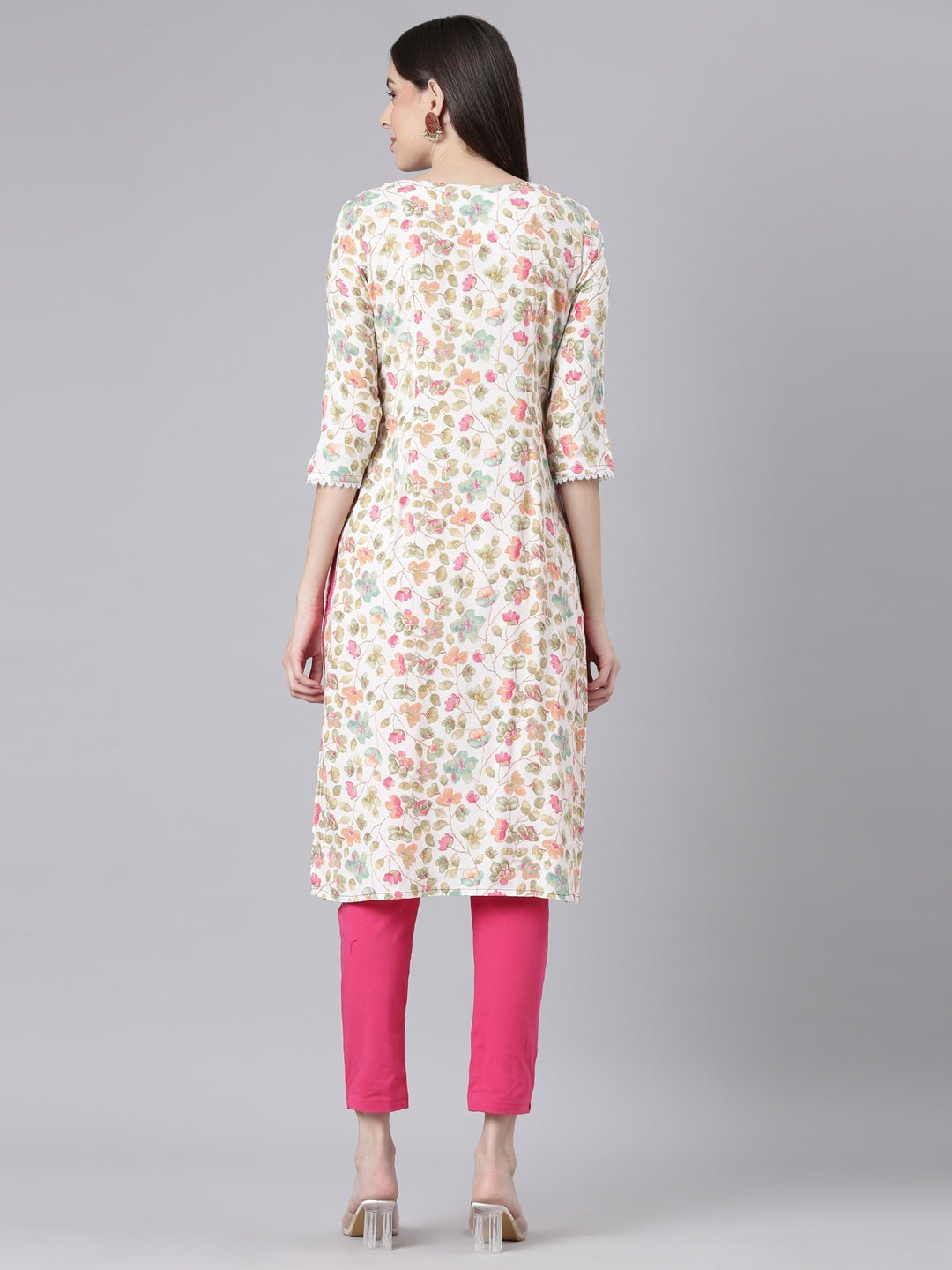Websprint Off White Casual Floral Straight Kurta - Image 3