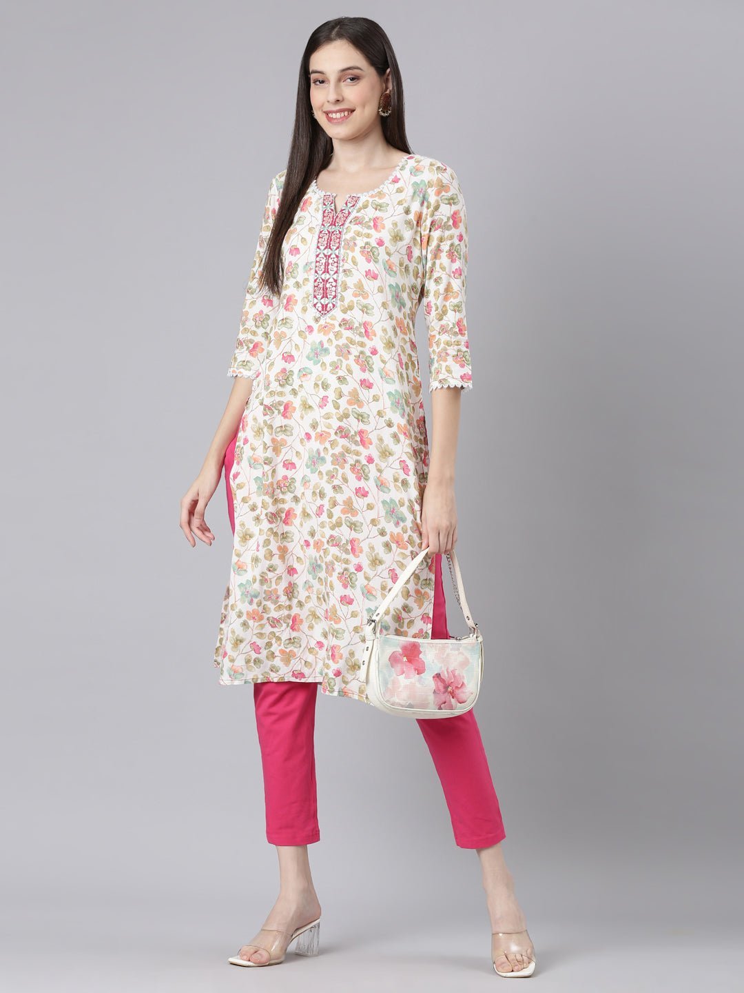 Websprint Off White Casual Floral Straight Kurta - Image 5