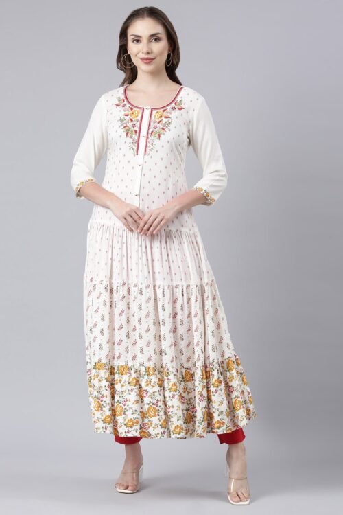 Websprint Off-White Flared Casual Solid Maxi Dresses – Effortless Everyday Elegance