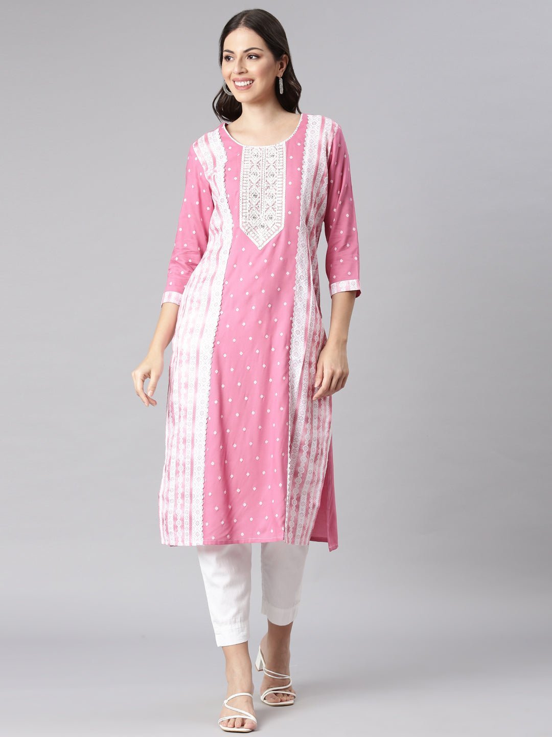 Websprint Pink Casual Solid Straight Kurta - Image 5