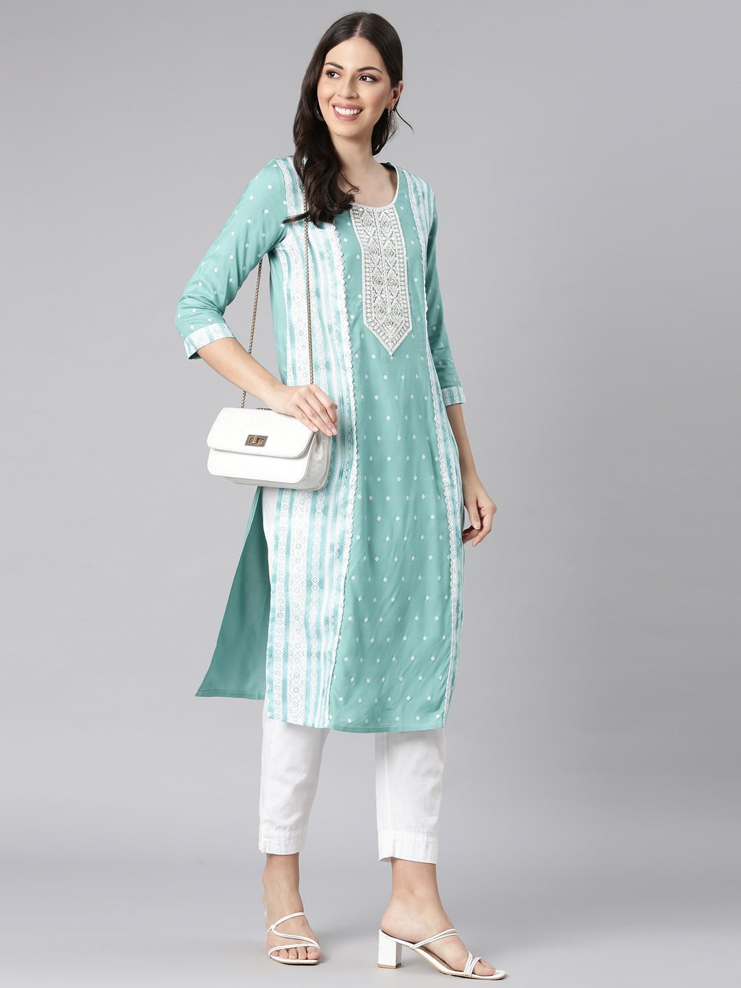 Websprint Sea Green Casual Solid Straight Kurta - Image 5