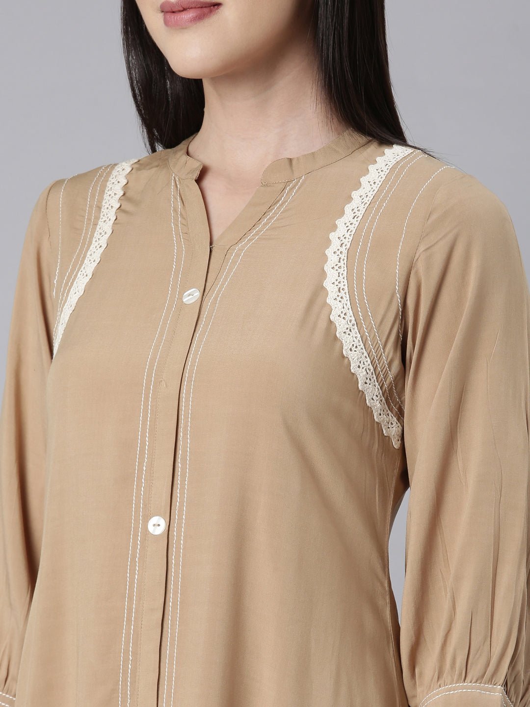 Websprint Beige Curved-Cut Casual Solid Maxi Dresses - Image 5