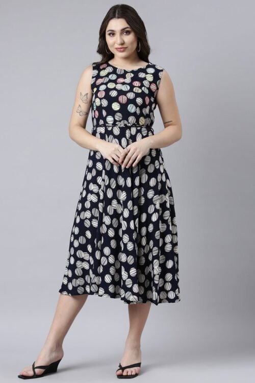 Websprint Navy Blue Straight-Cut Casual Floral Maxi Dresses