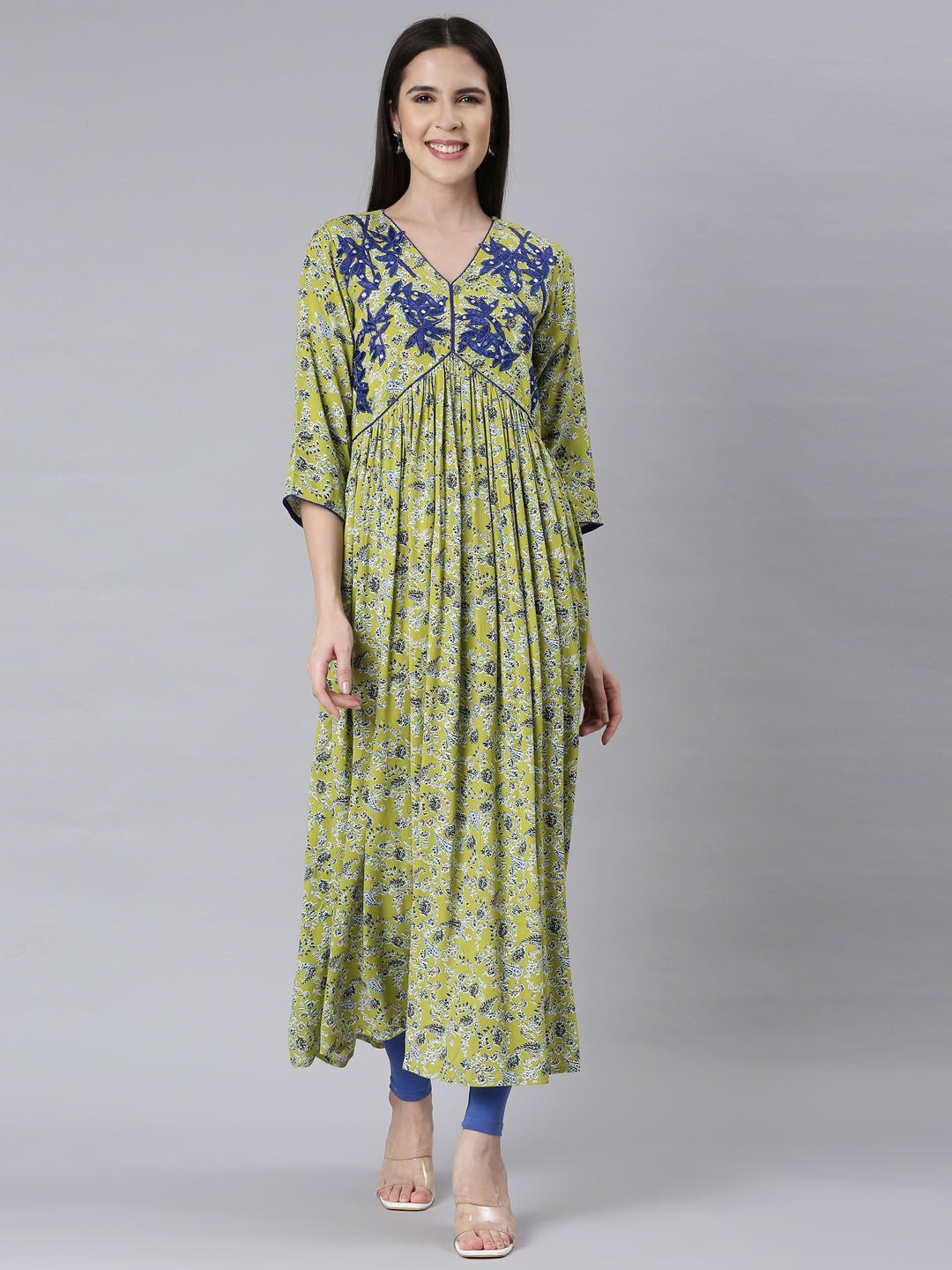 Websprint Green Asymmetric Floral Maxi Dresses - Casual Chic & Effortless Comfort