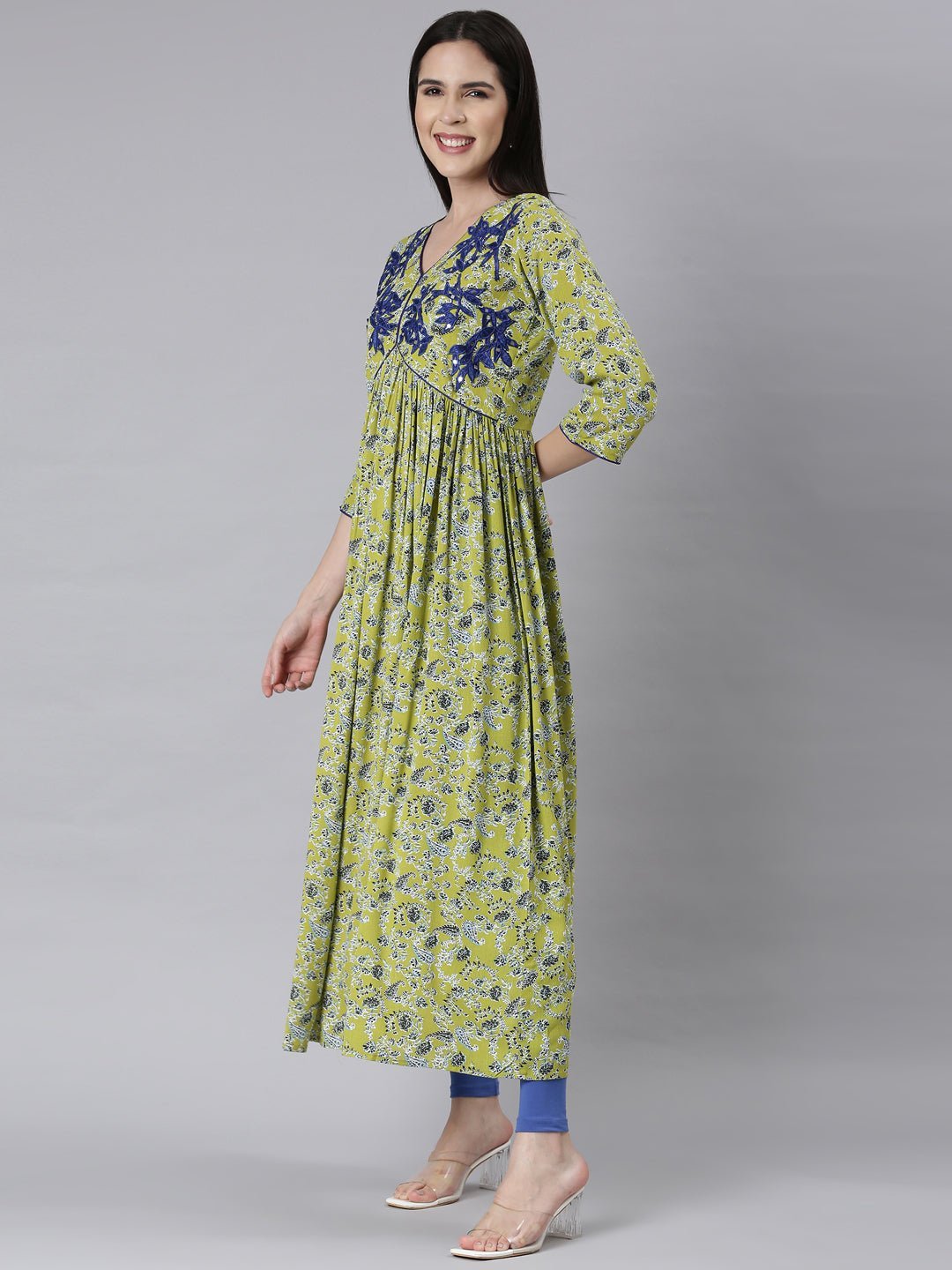 Websprint Green Asymmetric Floral Maxi Dresses - Casual Chic & Effortless Comfort - Image 2