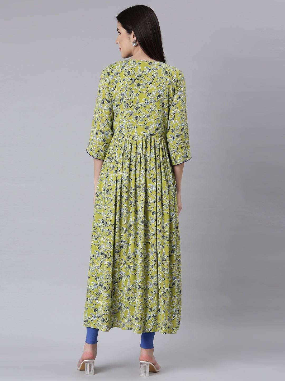 Websprint Green Asymmetric Floral Maxi Dresses - Casual Chic & Effortless Comfort - Image 3