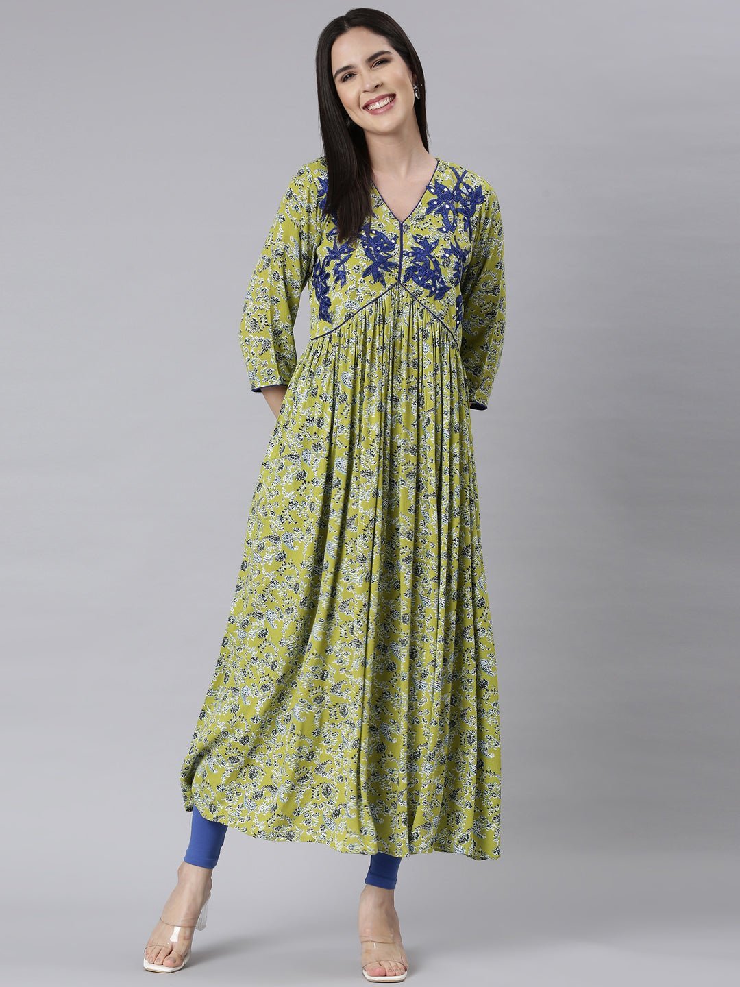 Websprint Green Asymmetric Floral Maxi Dresses - Casual Chic & Effortless Comfort - Image 4