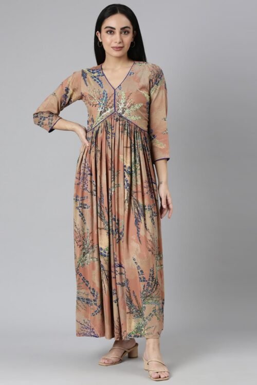 Websprint Onion-Pleated Casual Maxi Dresses