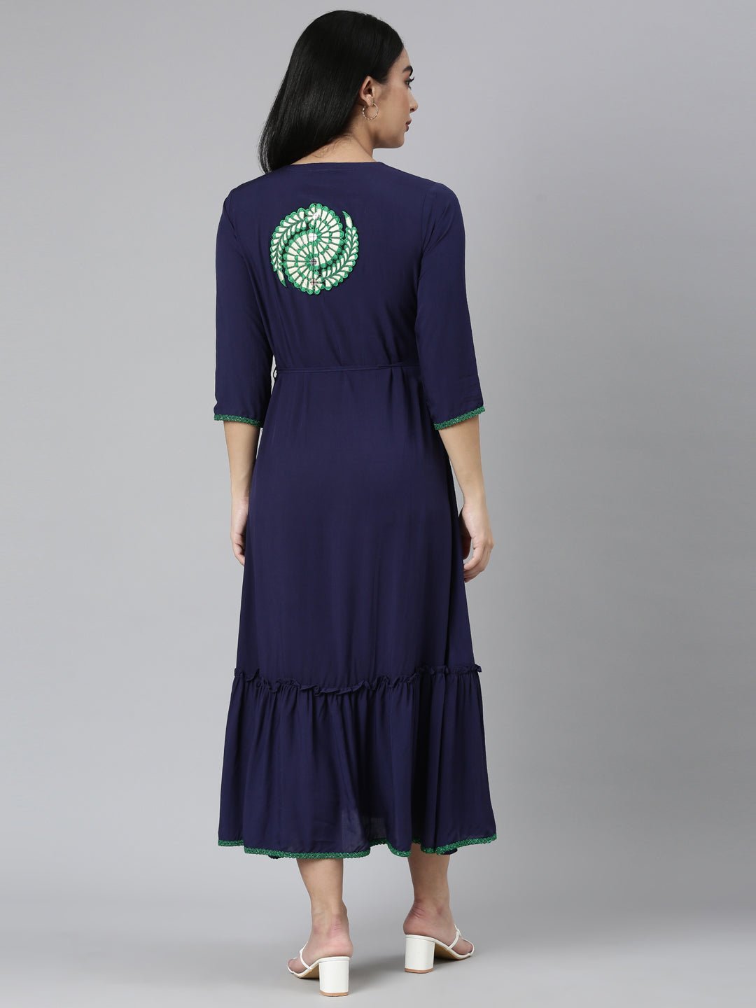 Websprint Blue Flared Casual Solid Maxi Dress - Effortless Everyday Chic - Image 3