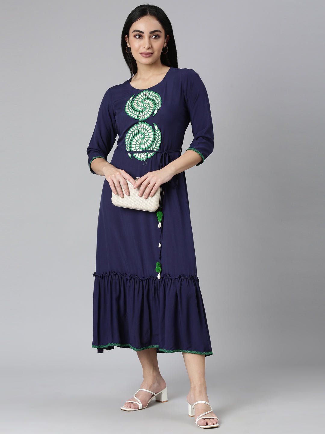 Websprint Blue Flared Casual Solid Maxi Dress - Effortless Everyday Chic - Image 5
