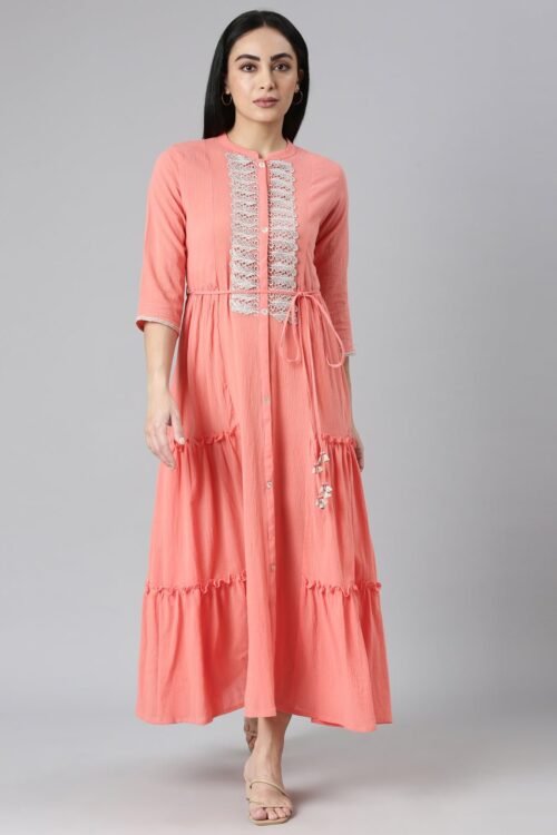 Transacthubs Orange Flared Casual Solid Maxi Dresses – Effortless Everyday Style