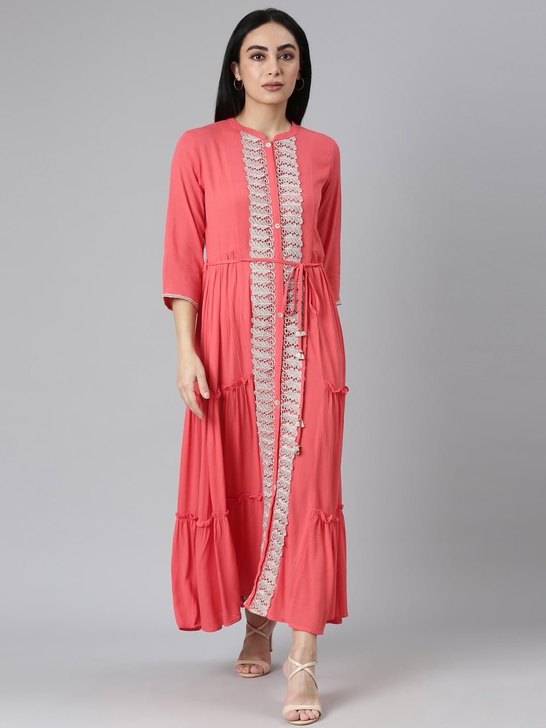 Websprint Orange Flared Casual Solid Maxi Dresses - Bright, Flowy Style for Everyday Wear