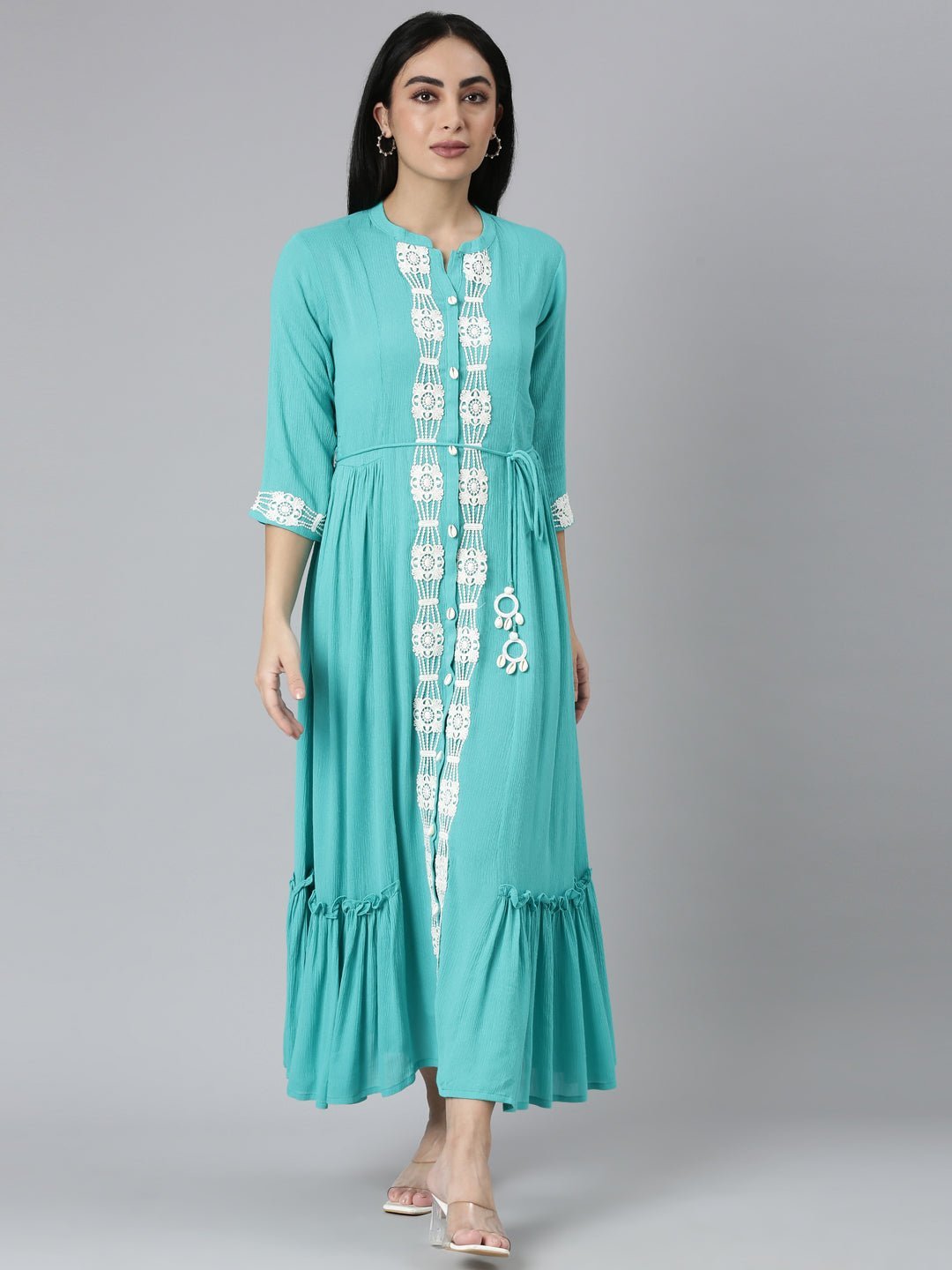 Websprint Blue Flared Casual Solid Maxi Dresses - Effortless Everyday Chic