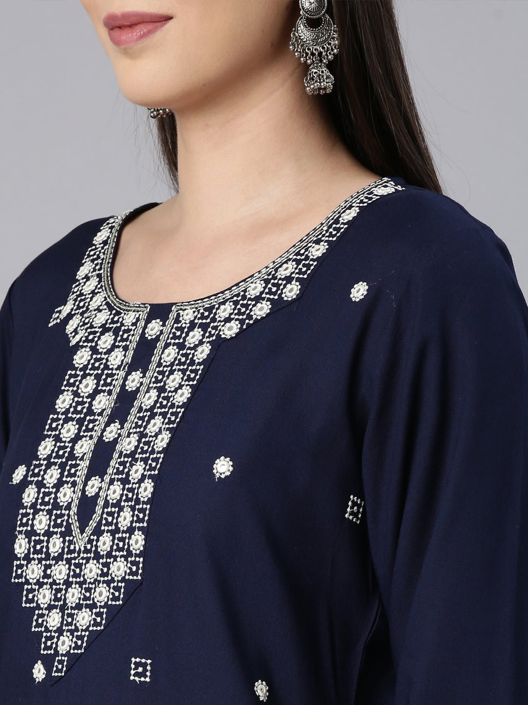 Websprint Navy Blue Straight Casual Solid Straight Kurta - Image 5