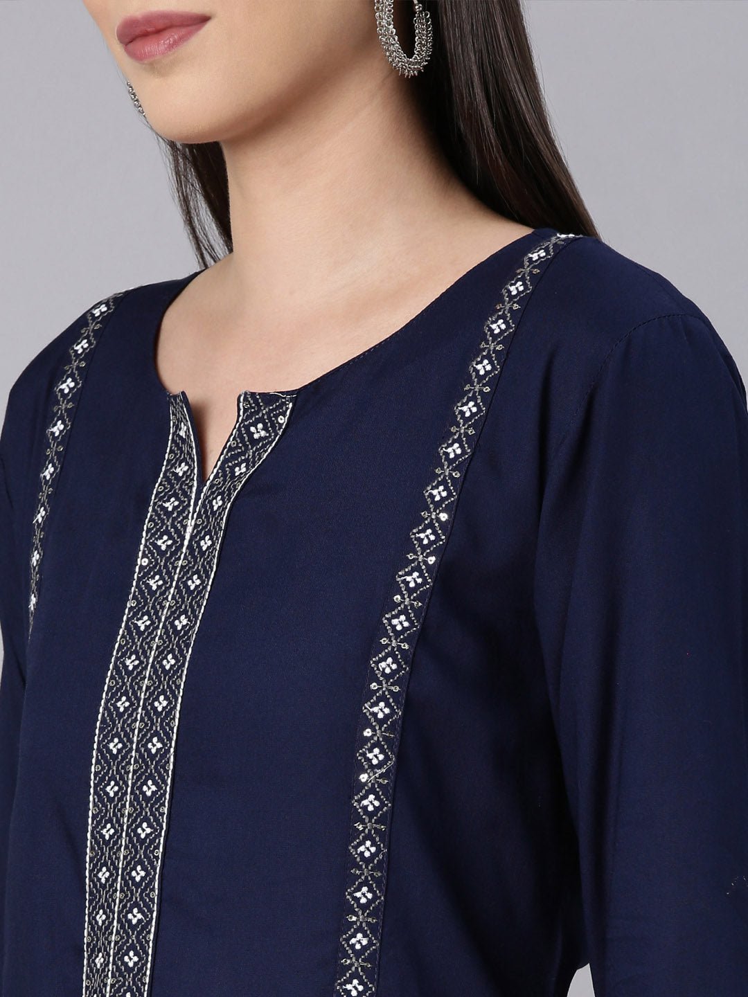 Websprint Navy Blue Straight Casual Solid Straight Kurta - Image 5